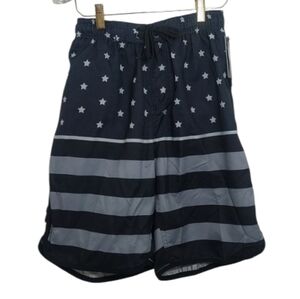 Burnside Boys Size Small Swim Trunks Shorts Black Grey Stars Stripes